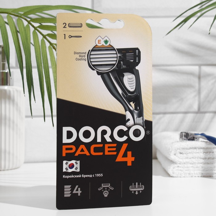 Станок для бритья Dorco Pace4 + 2 кассеты, 4 лезвия, плавающая головка станок для бритья dorco pace4 2 кассеты 4 лезвия плавающая головка
