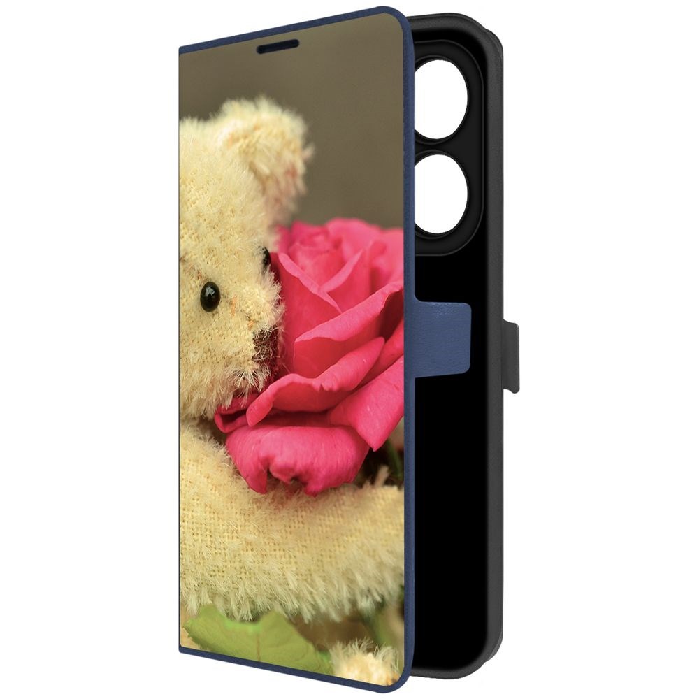 

Чехол-книжка Krutoff Eco Book для INFINIX Smart 8 Медвежонок с розой (синий)