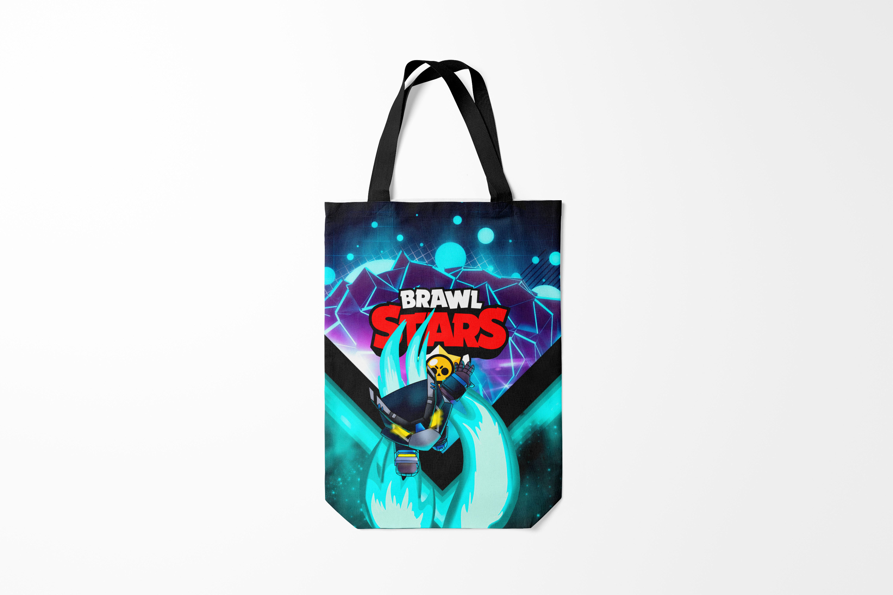 

Сумка шoппер унисекс Burnettie Brawl Stars mecha crow., черный; бирюзовый, Brawl Stars mecha crow.