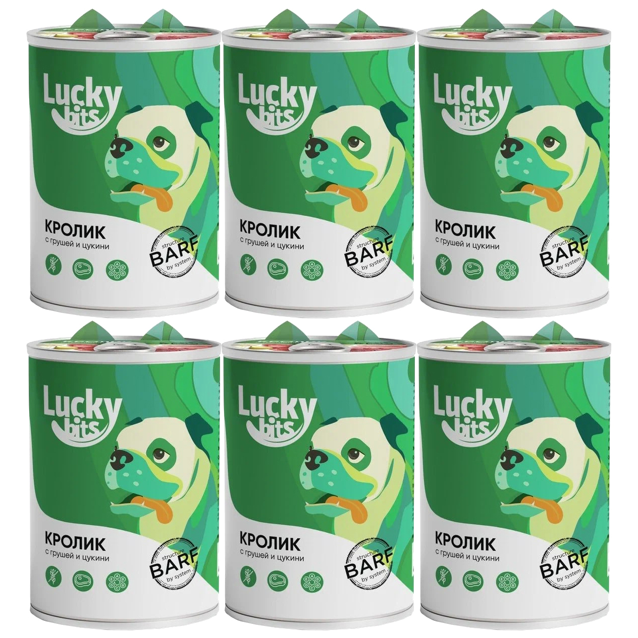 Консервы для собак Lucky Bits кролик с грушей и цукини, 400г