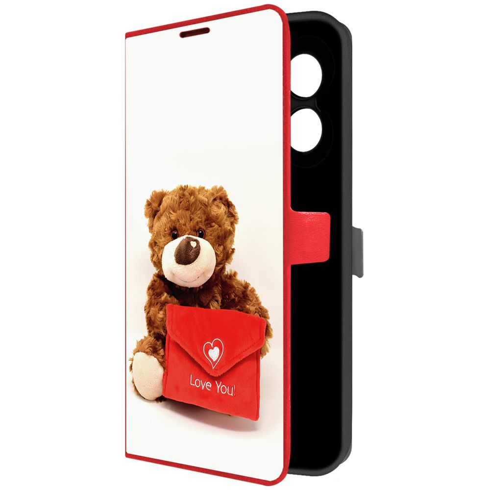 

Чехол-книжка Krutoff Eco Book для Oppo A18 Медвежонок тебя любит (красный)