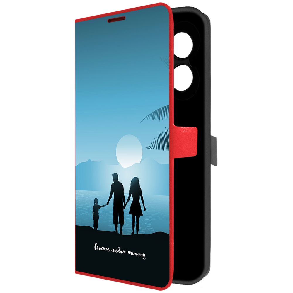 

Чехол-книжка Krutoff Eco Book для Oppo A18 Счастье любит тишину (красный)
