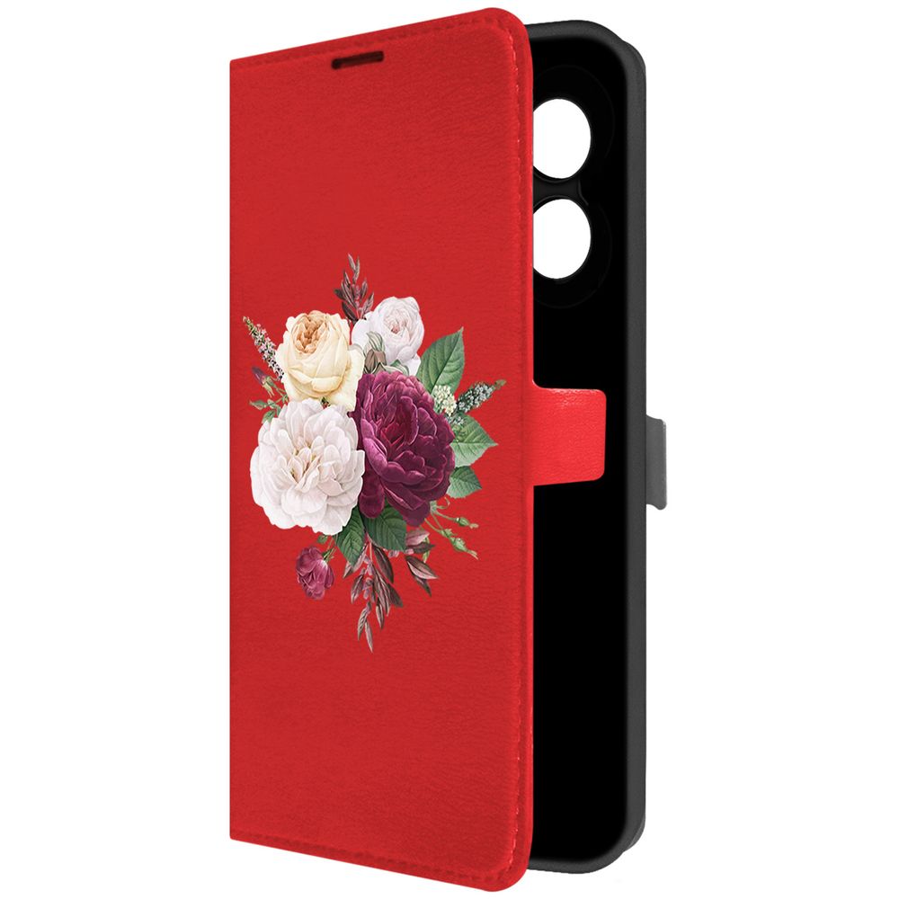 

Чехол-книжка Krutoff Eco Book для Oppo A18 Цветочная композиция (красный)