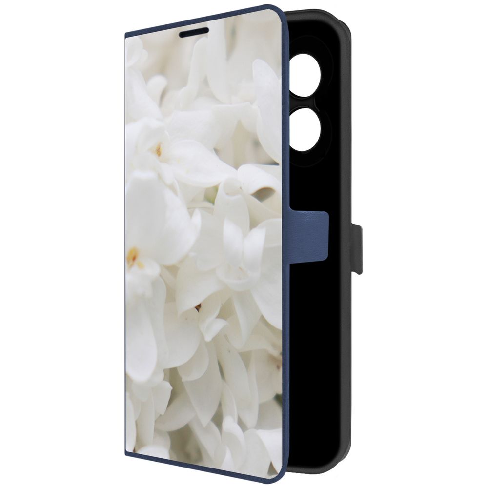Чехол-книжка Krutoff Eco Book для Oppo A18 Белые лилии (синий)