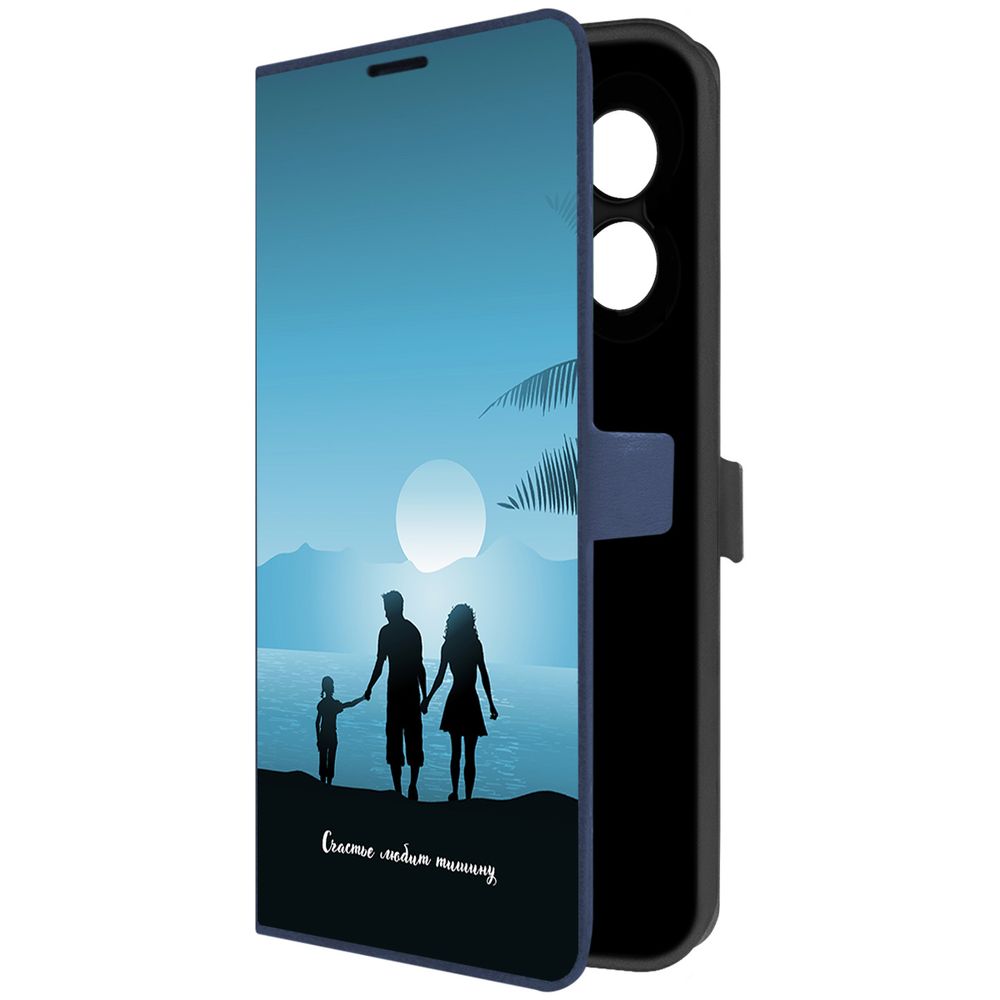 

Чехол-книжка Krutoff Eco Book для Oppo A18 Счастье любит тишину (синий)
