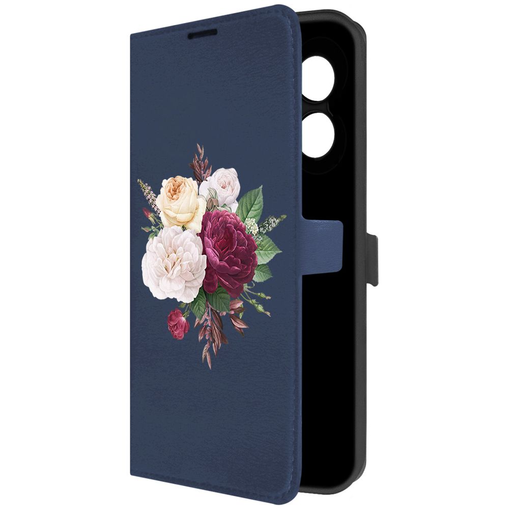 

Чехол-книжка Krutoff Eco Book для Oppo A18 Цветочная композиция (синий)