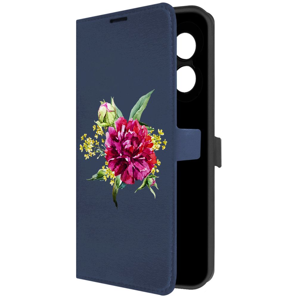 

Чехол-книжка Krutoff Eco Book для Oppo A18 Цветочная акварель (синий)