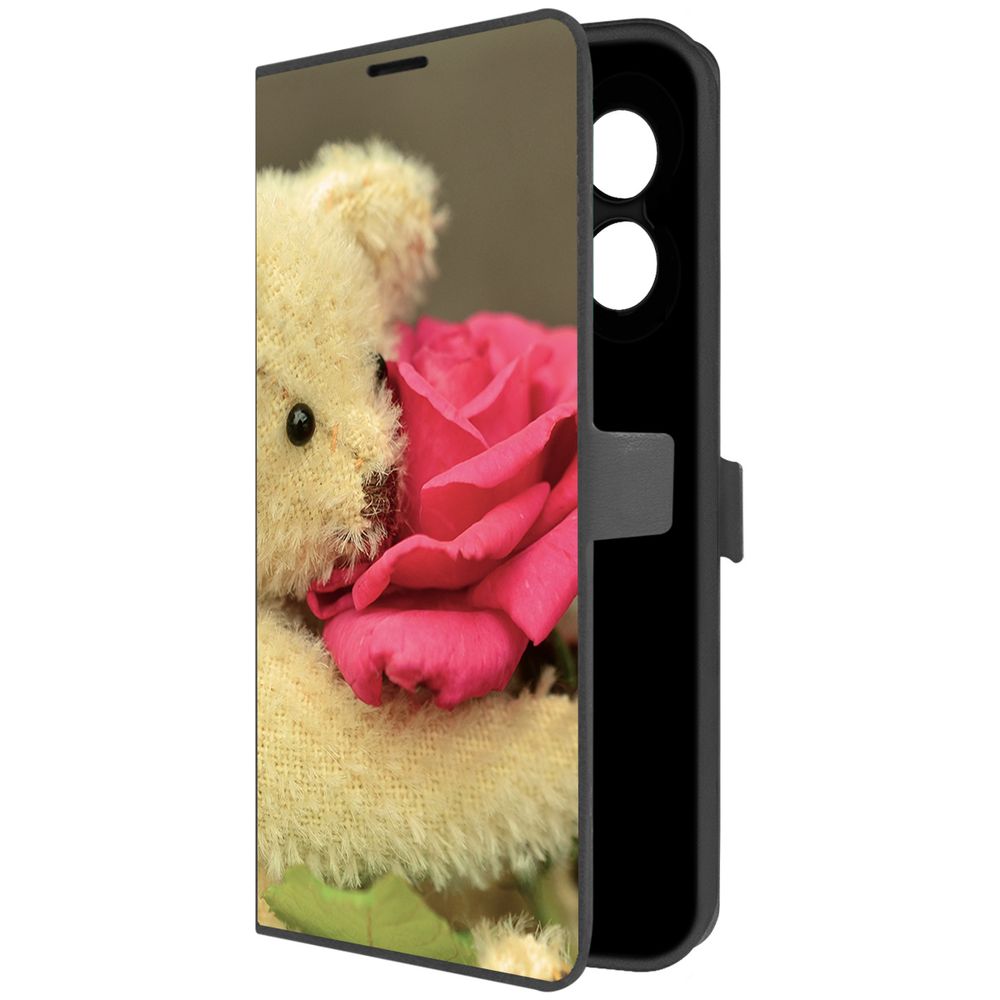 

Чехол-книжка Krutoff Eco Book для Oppo A18 Медвежонок с розой (черный)