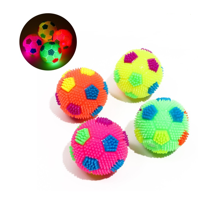 Мячик светящийся для собак Пижон Футбол, TPR, 6,5 см, микс цветов, 4 шт.