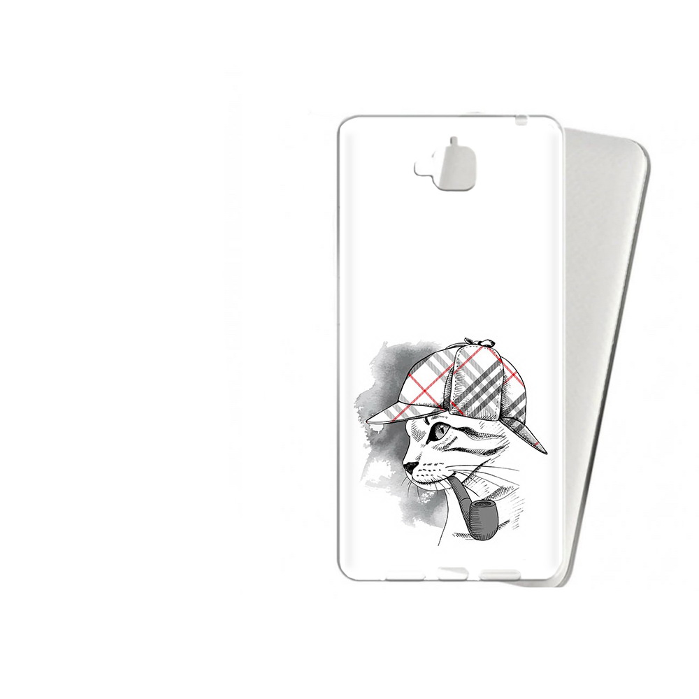 

Чехол MyPads Tocco для Huawei Enjoy 5 кошка с трубкой (PT24942.37.405), Прозрачный, Tocco