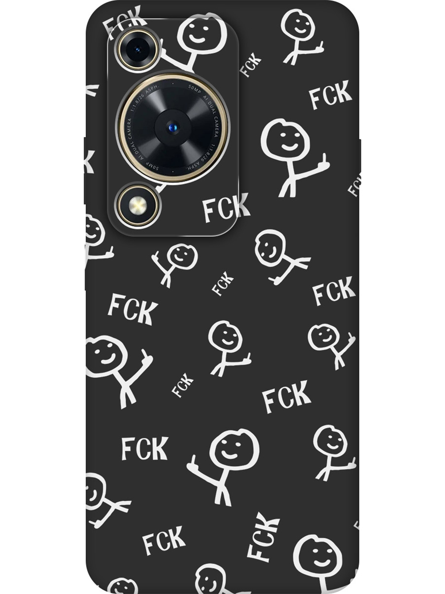 

Силиконовый чехол на Huawei nova Y72 с принтом "Fck Pattern" матовый черный, Черный;белый, 785977861