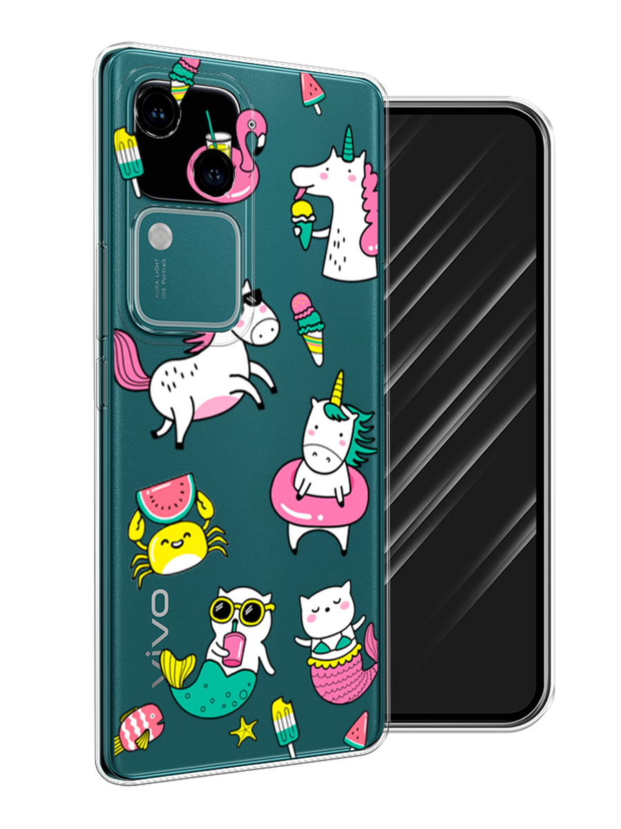 

Чехол Awog на Vivo V30/S18 "На отдыхе", Белый;бирюзовый;розовый, 2610250-1