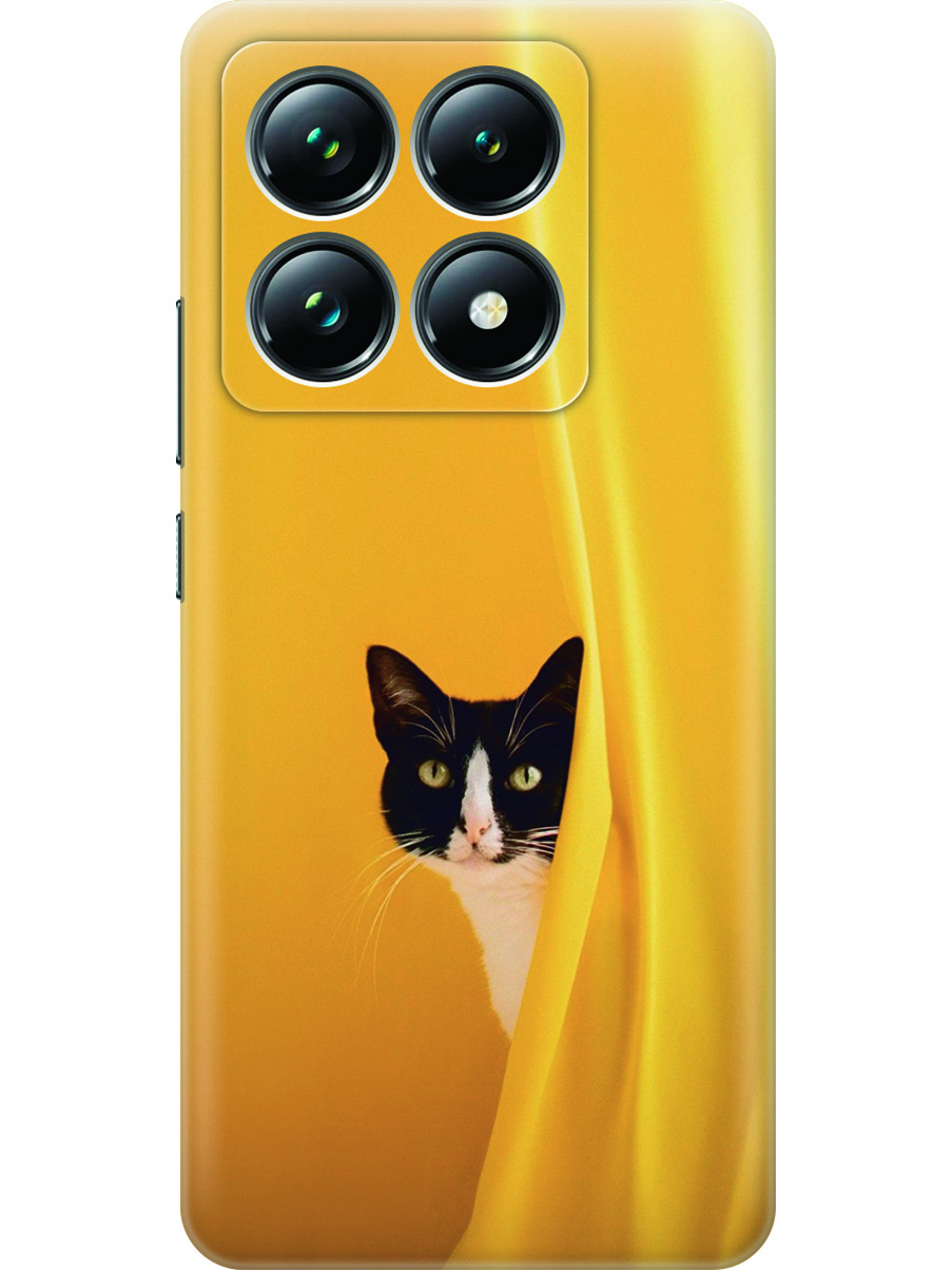 

Силиконовый чехол на Xiaomi 14T Pro с принтом "Выглядывающий котик", Прозрачный;белый;желтый;черный, 785979012