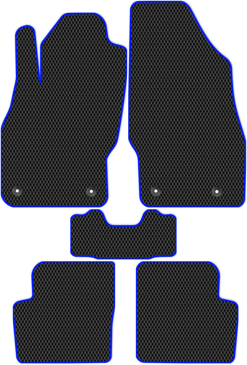 

Коврики ЭВА в салон для Opel Corsa 4 (S07, D) 2006 - 2014, 5 шт. черный, синий кант, 3806-S5YLT-H