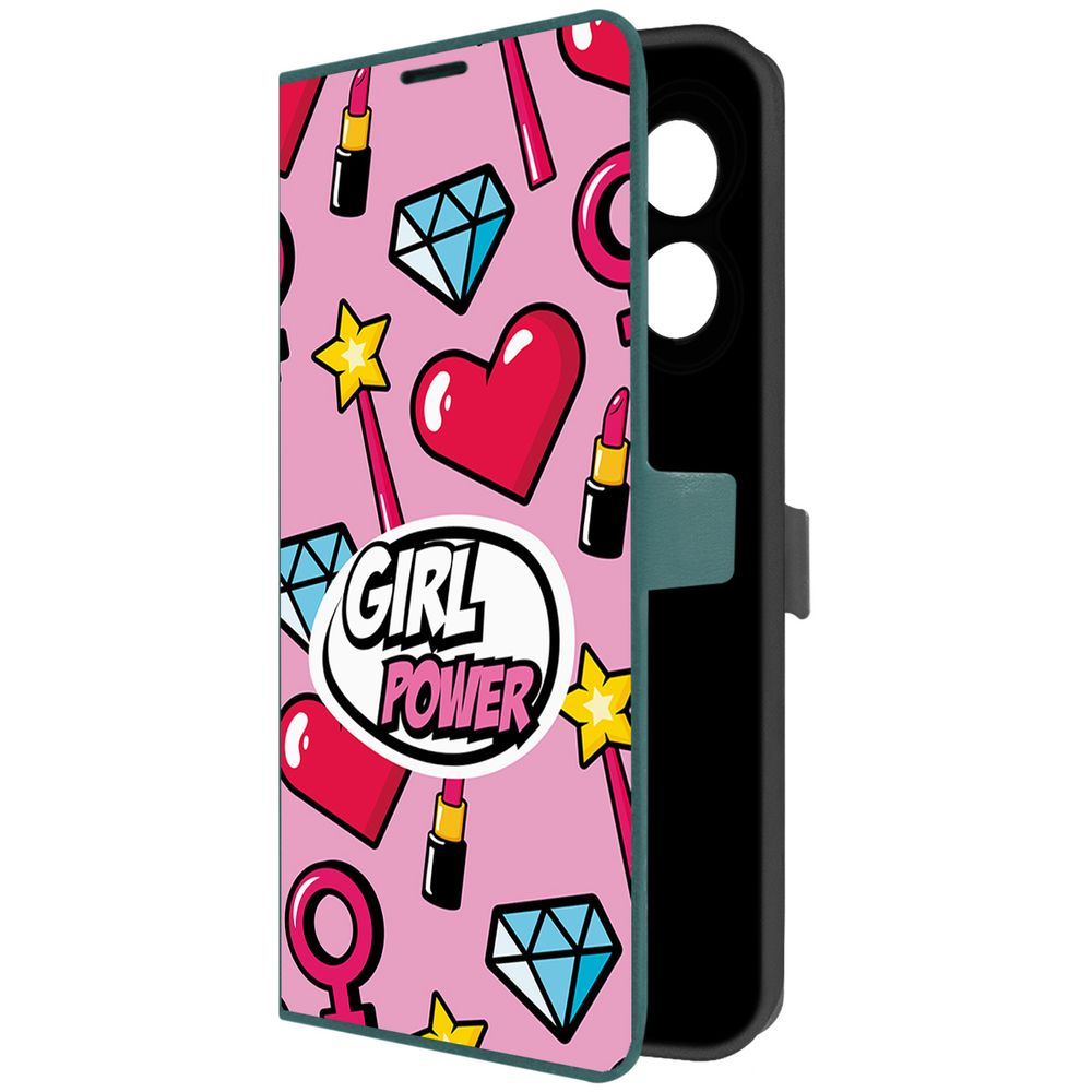 

Чехол-книжка Krutoff Eco Book для Oppo A18 Girl Power (зелёный опал), Зеленый