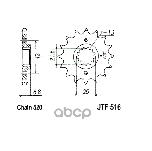 

Звезда Мотоциклетная Jt Jtf516.16 JT Sprockets арт. JTF516.16