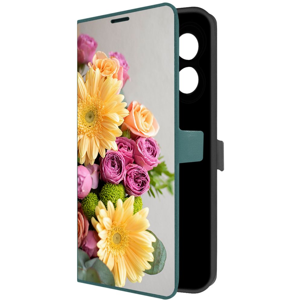 

Чехол-книжка Krutoff Eco Book для Oppo A18 Букет (зелёный опал), Зеленый