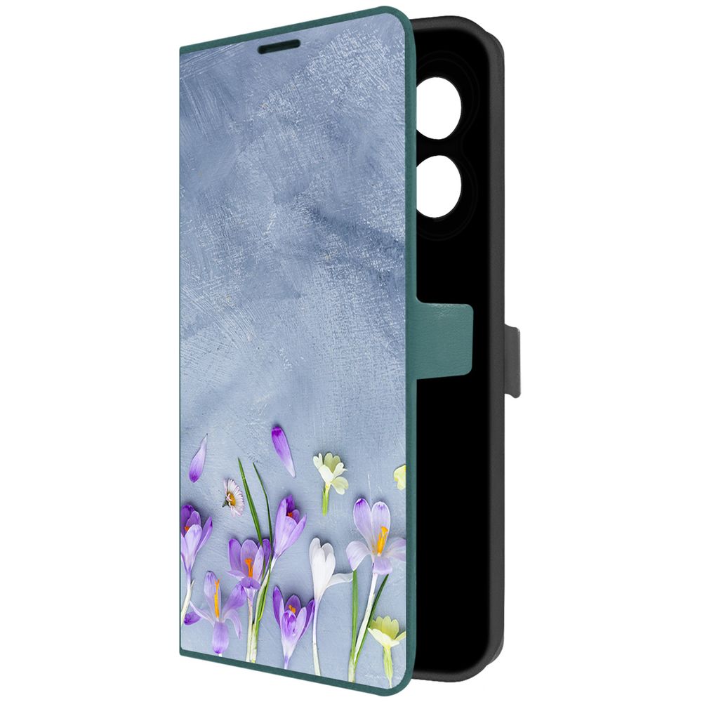 

Чехол-книжка Krutoff Eco Book для Oppo A18 Цветочное настроение (зелёный опал), Зеленый
