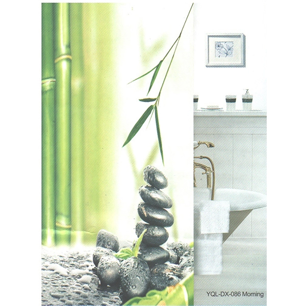 Штора для ванной Фотопринт 180x180 Камни и бамбук YQL-DX-086 без колец