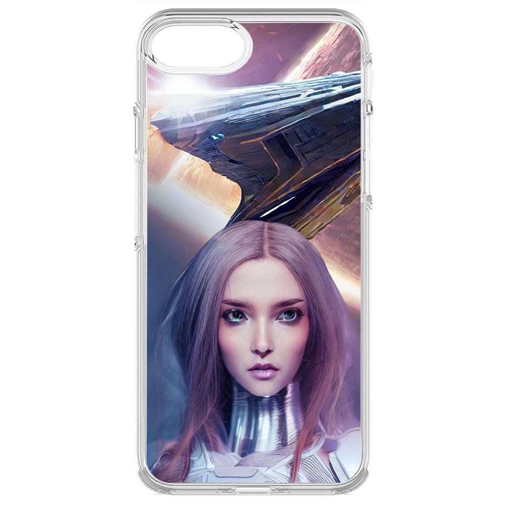 

Чехол-накладка Krutoff Clear Case Космодевушка для iPhone SE 2020