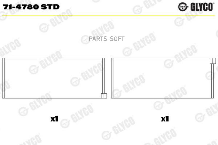 

Вкладыши Двс Шатунные (На 1 Шейку) Glyco арт. 714780STD