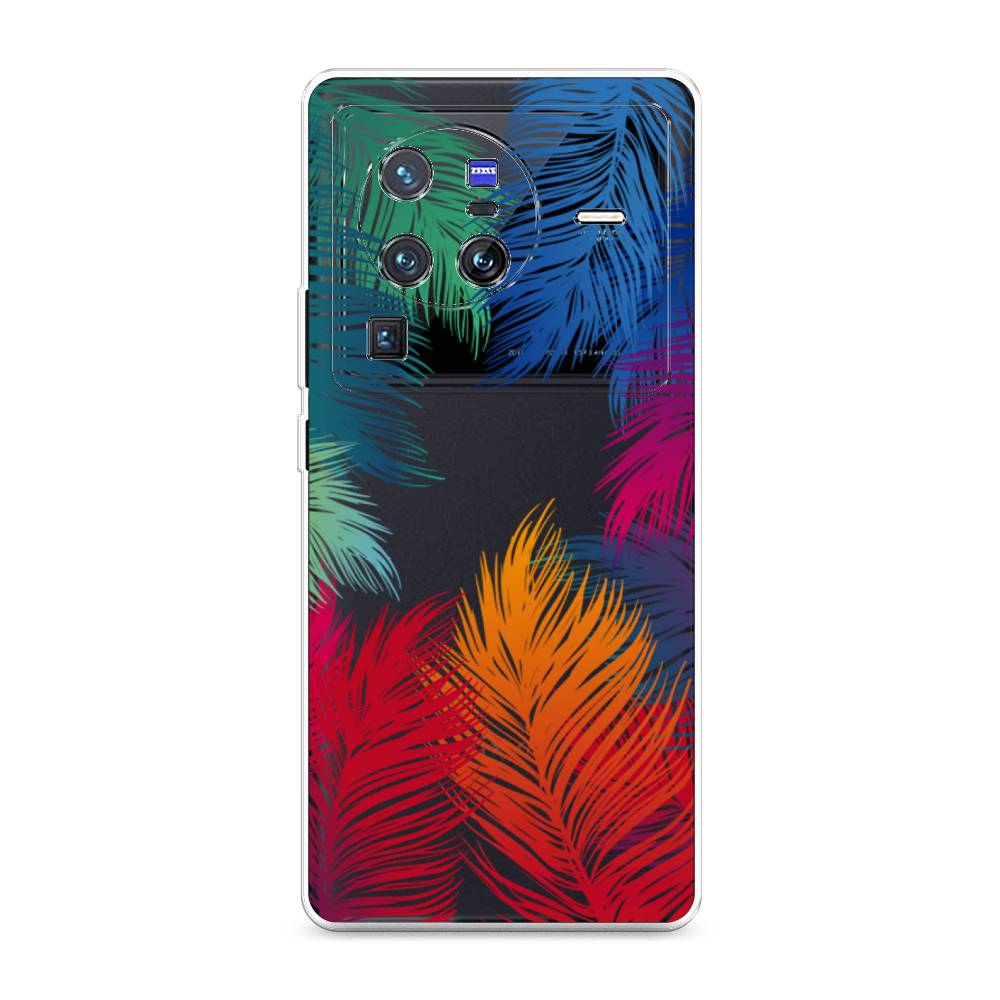 фото Силиконовый чехол "рамка из перьев" на vivo x80 pro awog
