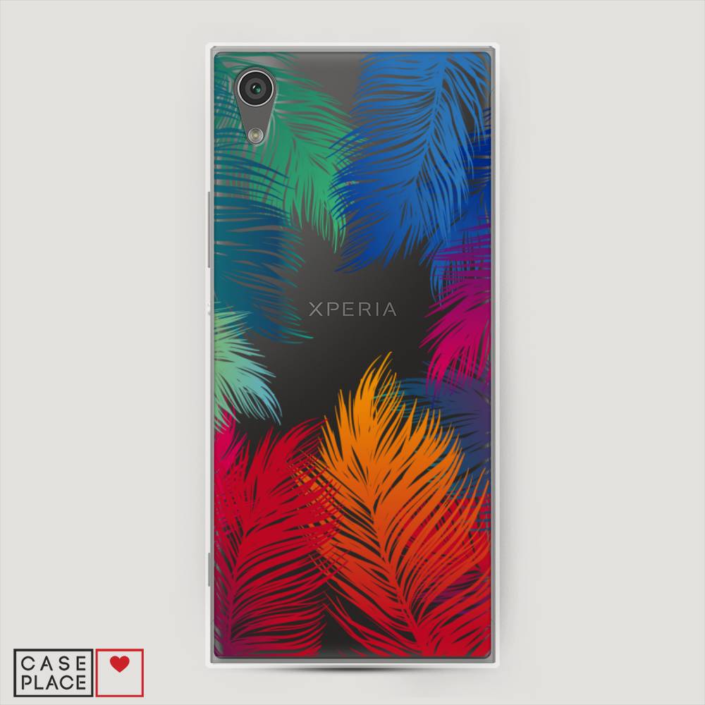 фото Силиконовый чехол "рамка из перьев" на sony xperia l1 awog