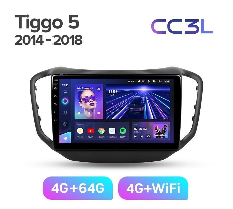 Магнитола TEYES CHERY TIGGO 5 2014-2018 г CC3L 464ГБ Android 10 IPS экран DSP 4G моде 2689000₽