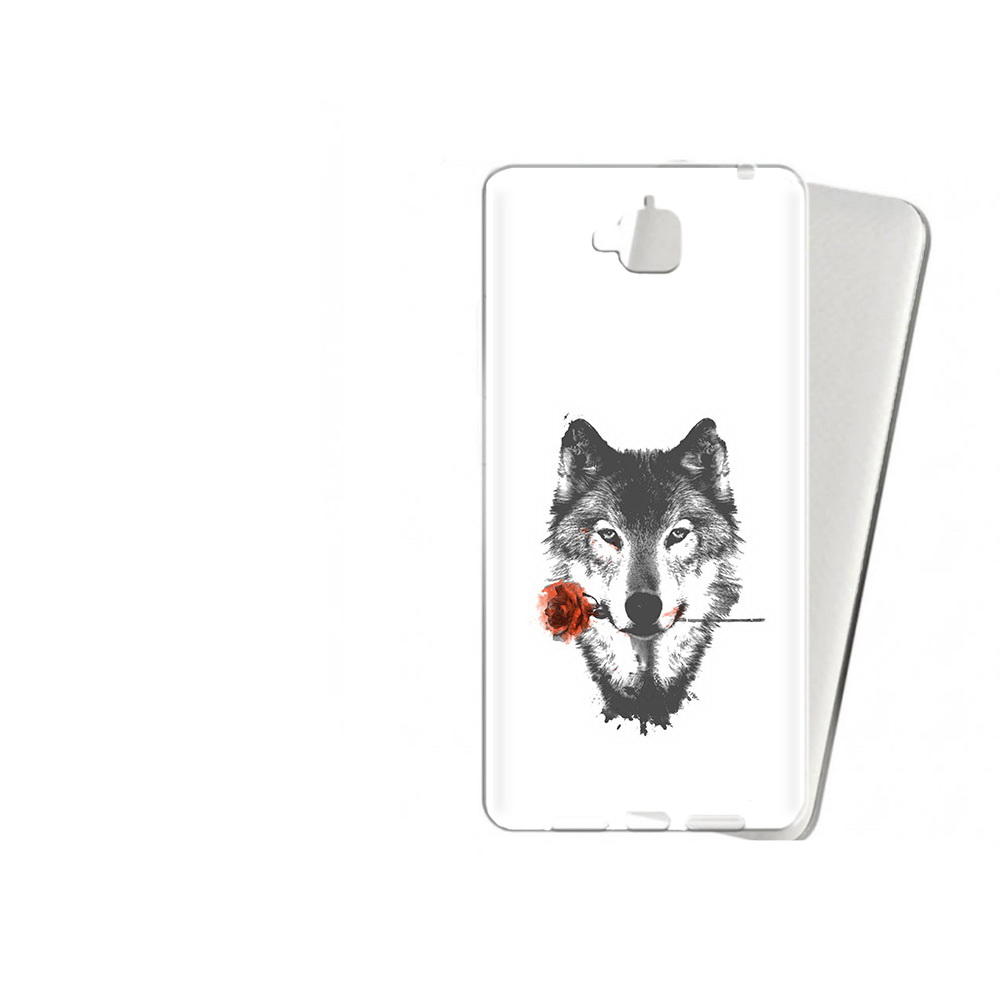 

Чехол MyPads Tocco для Huawei Enjoy 5 волк с розой (PT24942.37.270), Прозрачный, Tocco
