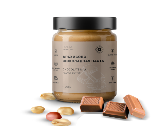 

Шоколадная паста / APLAB nutrition / Арахисовая паста с натуральным молочным шоколадом, Арахисовая паста с натуральным молочным шоколадом