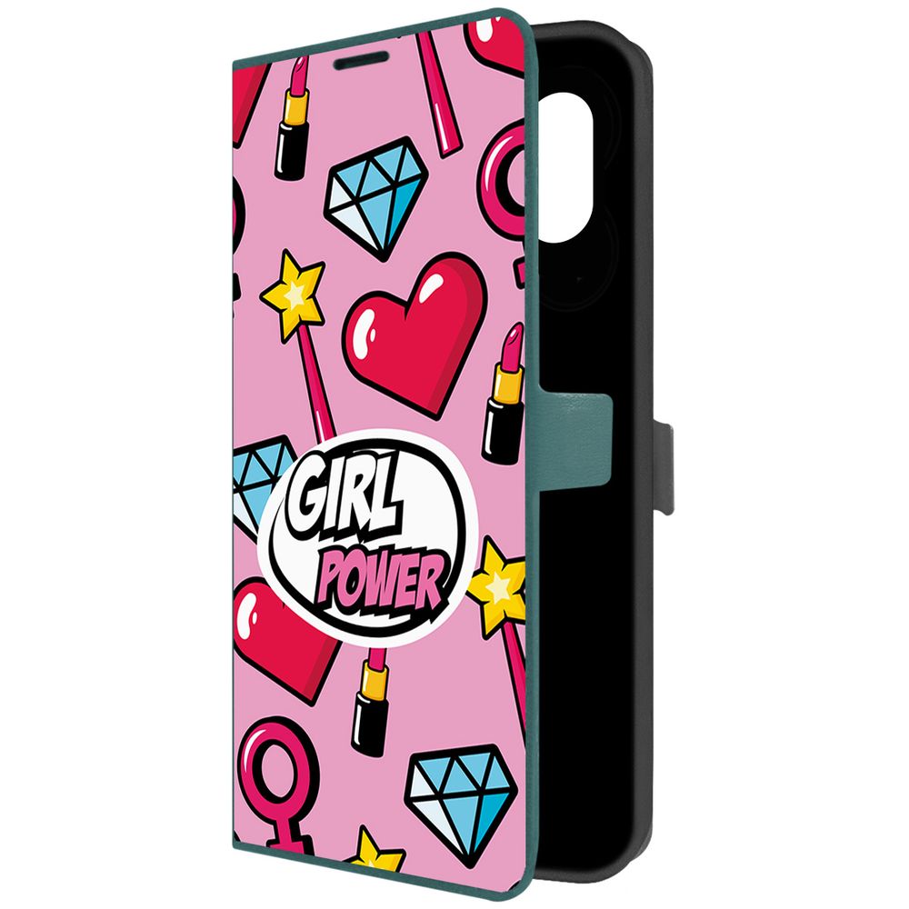 

Чехол-книжка Krutoff Eco Book для Samsung Galaxy M04 (M045) Girl Power (зелёный опал), Зеленый