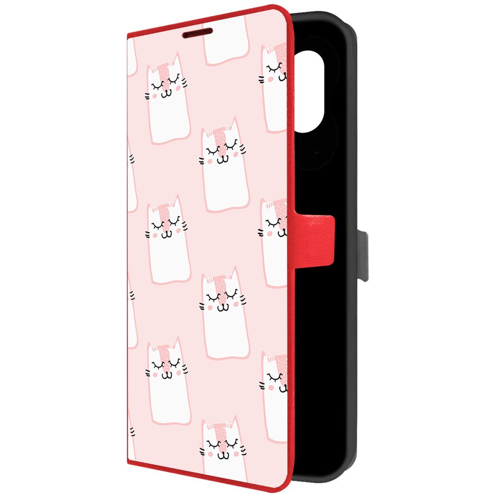 

Чехол-книжка Krutoff Eco Book для Samsung Galaxy M04 (M045) Котики паттерн (красный)
