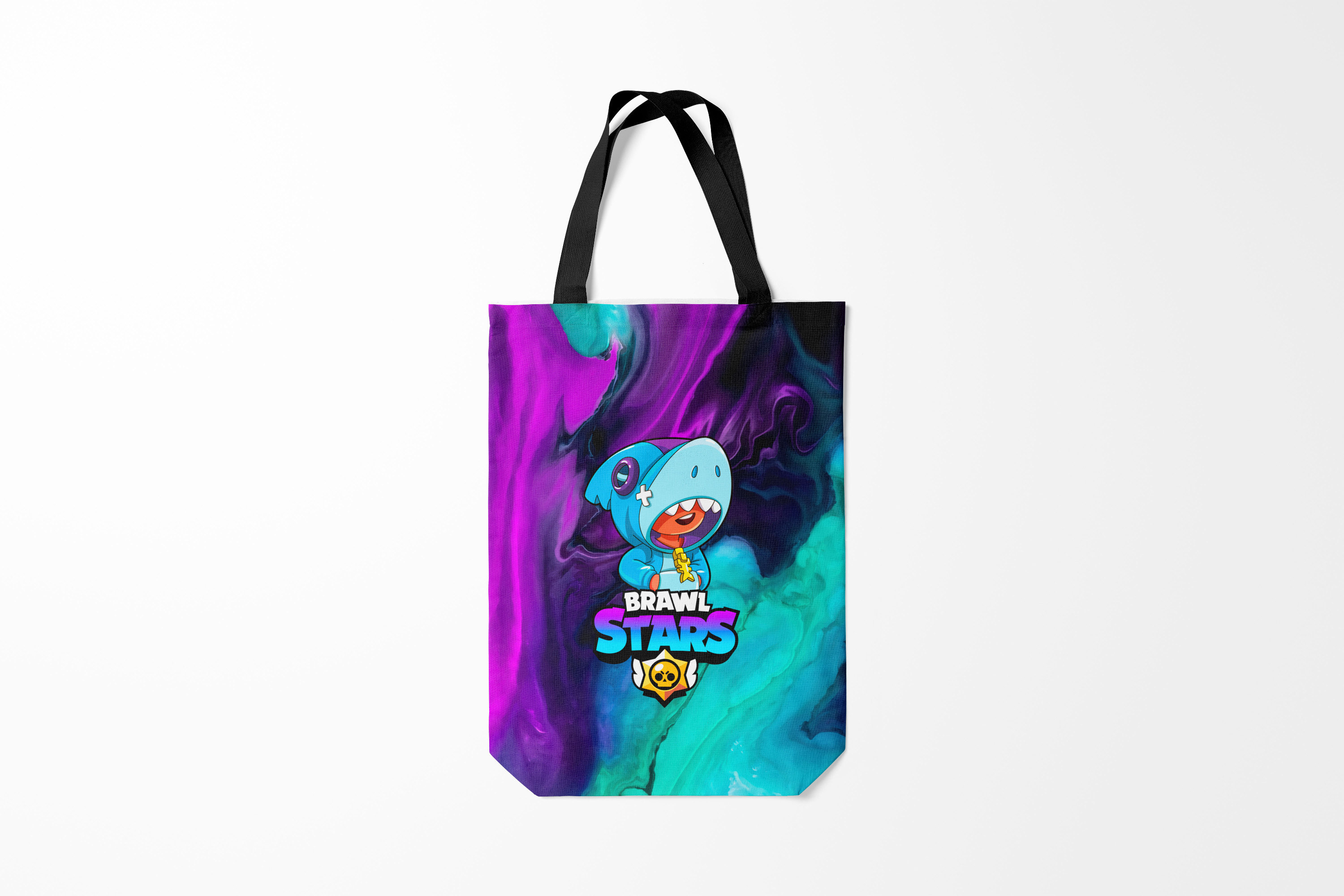 

Сумка шoппер унисекс Burnettie Brawl Stars Leon Shark, белый; голубой, Brawl Stars Leon Shark