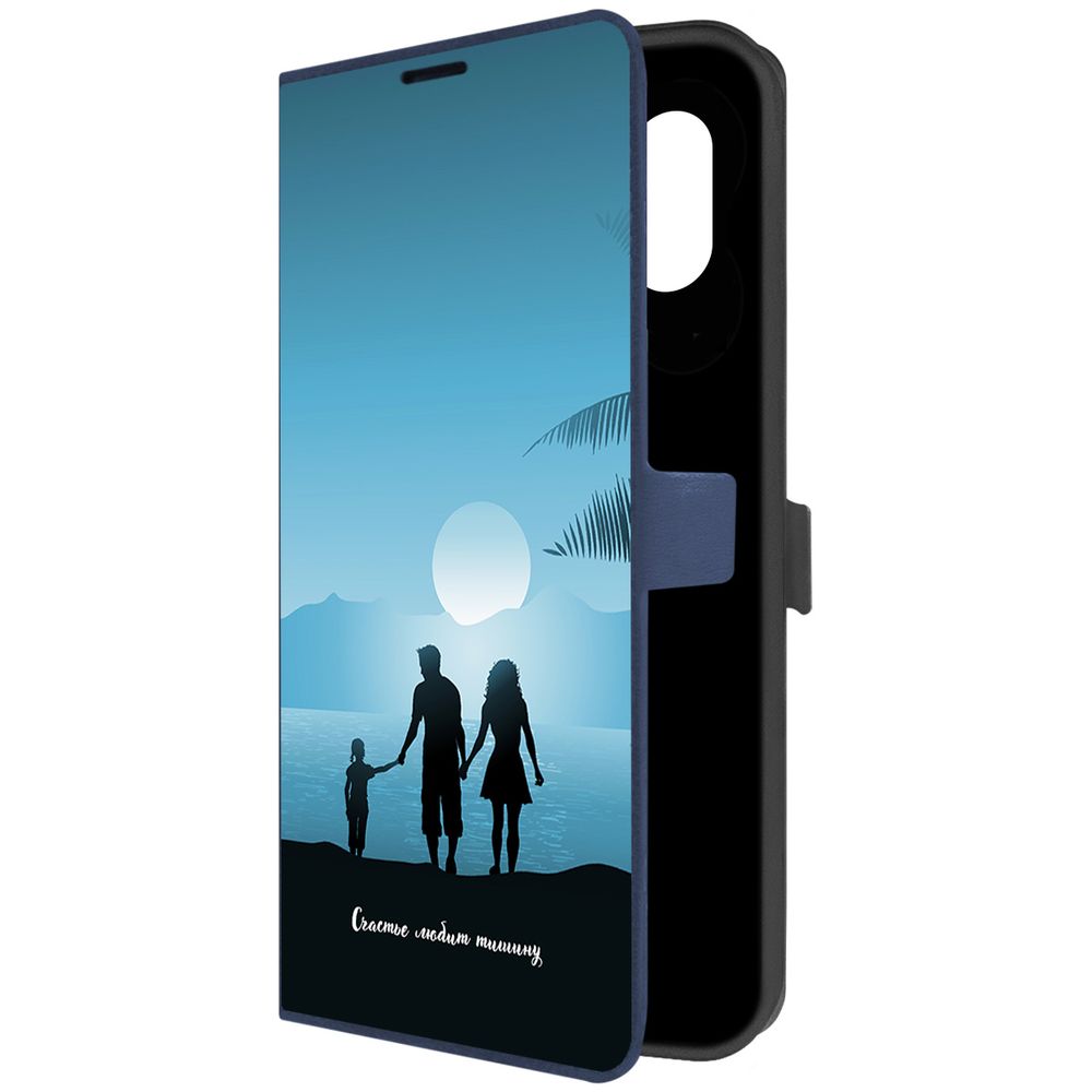 

Чехол-книжка Krutoff Eco Book для Samsung Galaxy M04 (M045) Счастье любит тишину (синий)