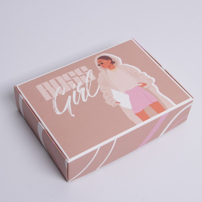 

Коробка подарочная Дарите Счастье Boss Girl 21 х 15 х 5 см, Бежевый