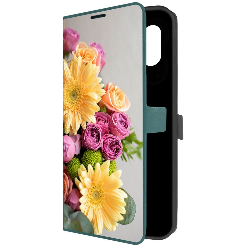 

Чехол-книжка Krutoff Eco Book для Samsung Galaxy A04e (A042) Букет (зелёный опал), Зеленый