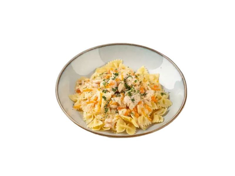 

Макароны ВкусВилл бантики в сливочном соусе с курицей и овощами 282 г