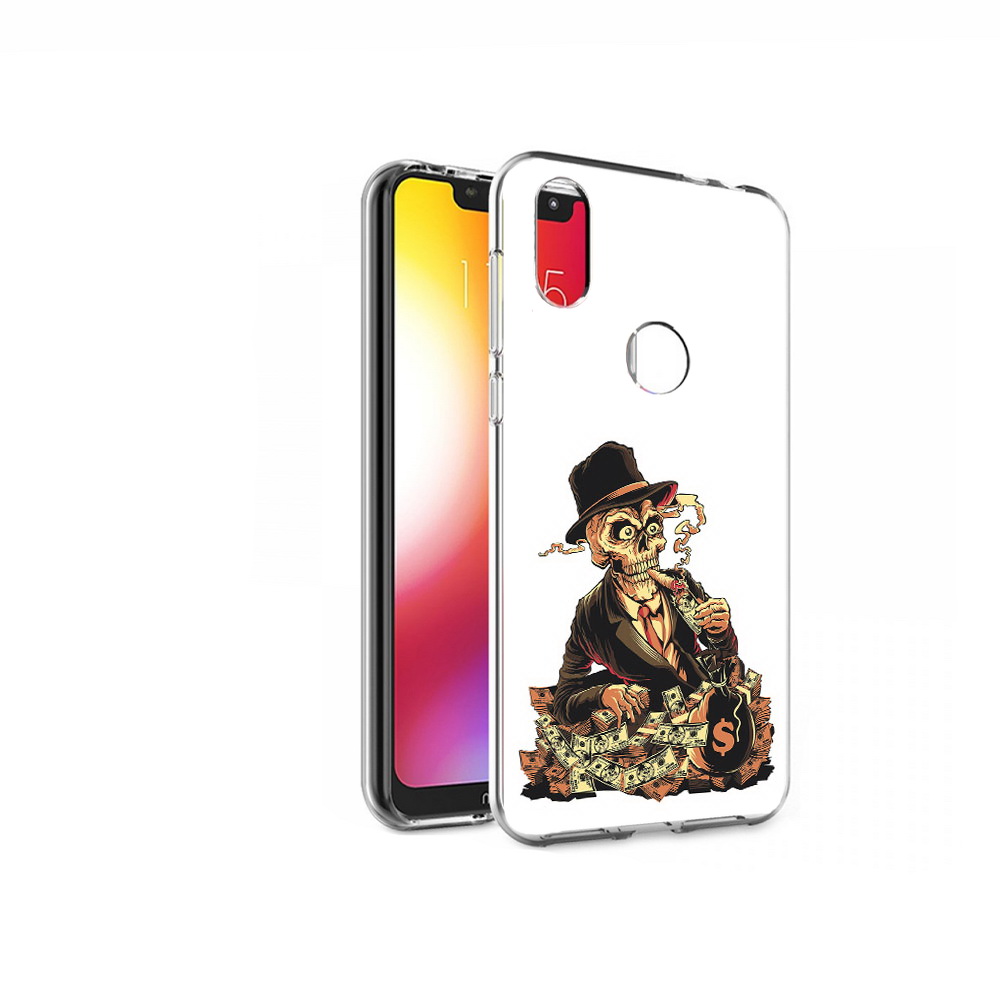 

Чехол MyPads Tocco для Motorola One нарисованный череп с сигаретой (PT126881.369.515), Прозрачный, Tocco