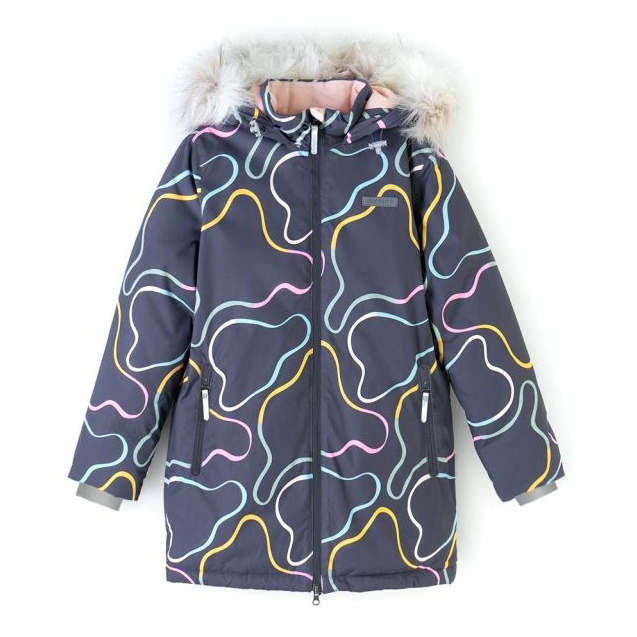 Пальто для девочки Crockid Черный жемчуг утепленное темно-сиреневое р 122-128
