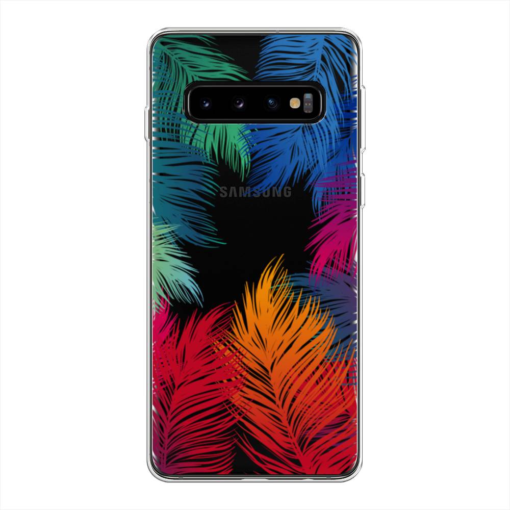 фото Силиконовый чехол "рамка из перьев" на samsung galaxy s10 + awog