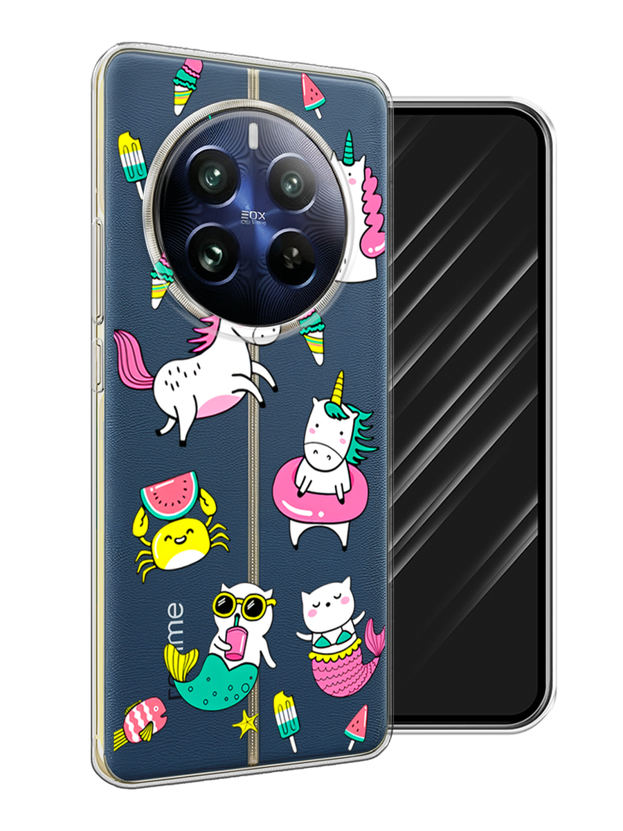 

Чехол Awog на Realme 12 Pro "На отдыхе", Белый;бирюзовый;розовый, 2516150-1