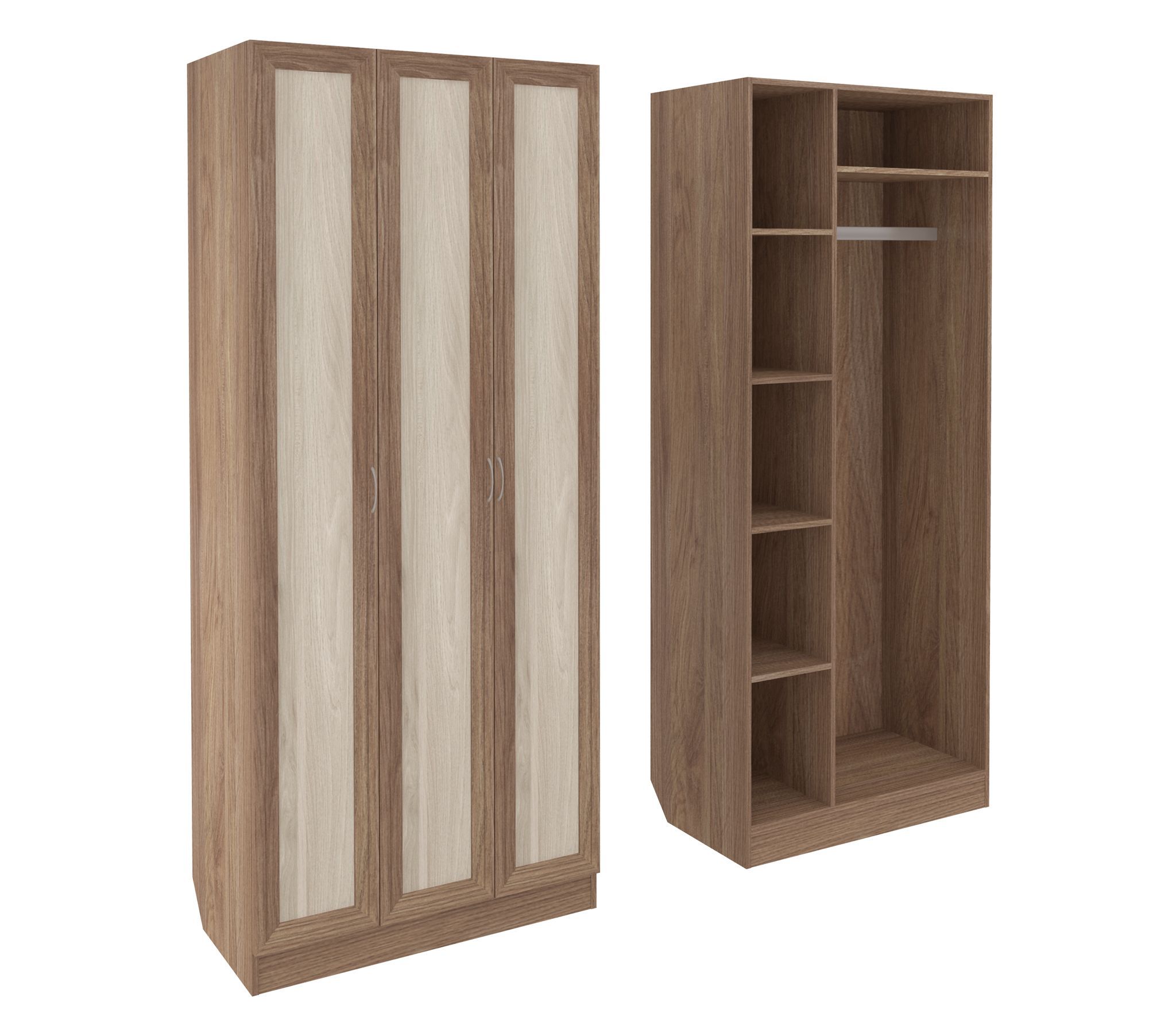 

Шкаф 3-х дверный ШК-3/1 Шимо тёмный/шимо светлый, Коричневый;бежевый, шк3/1Шимо