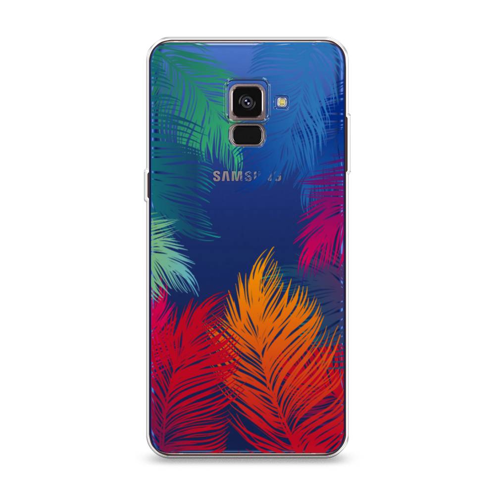 

Чехол Awog на Samsung Galaxy A8 2018 "Рамка из перьев", Разноцветный, 25450-4