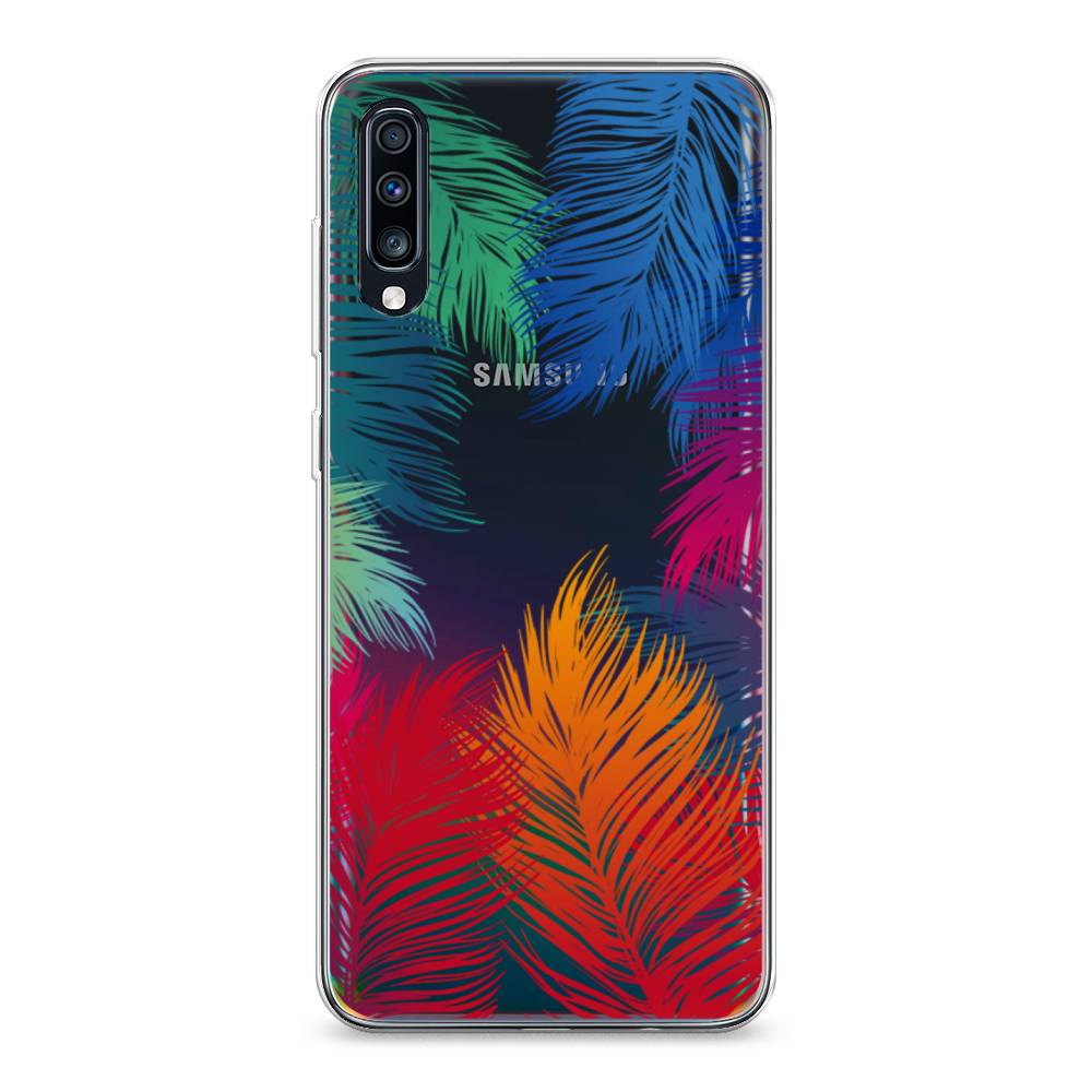 фото Силиконовый чехол "рамка из перьев" на samsung galaxy a70 awog