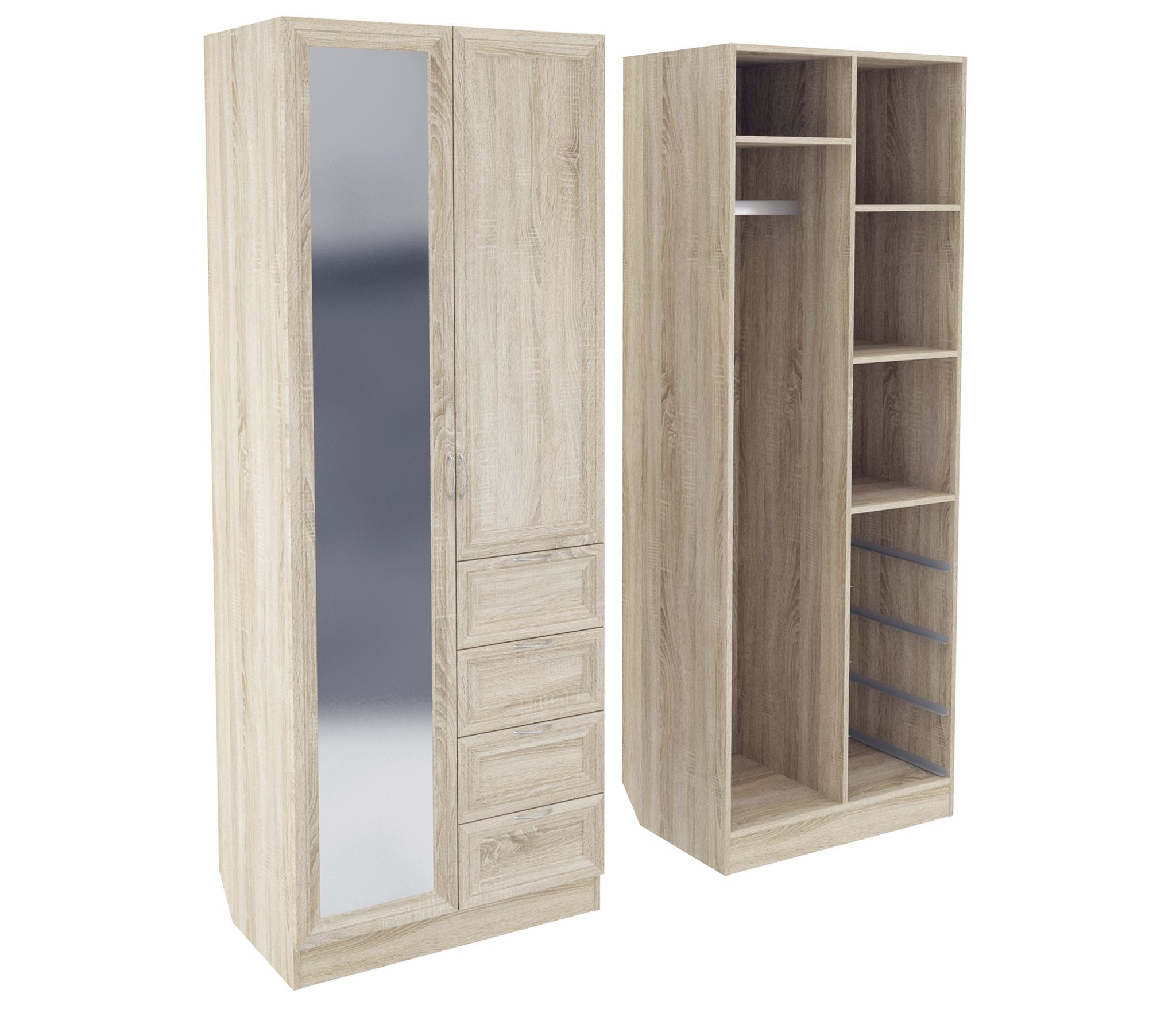 

Шкаф 2-х дверный ШК-2/6 Дуб сонома, Бежевый, шк2/6Сон