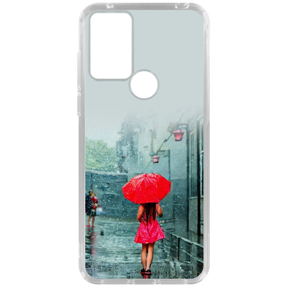 

Чехол-накладка Krutoff Clear Case Красный зонтик для TCL 305, Прозрачный