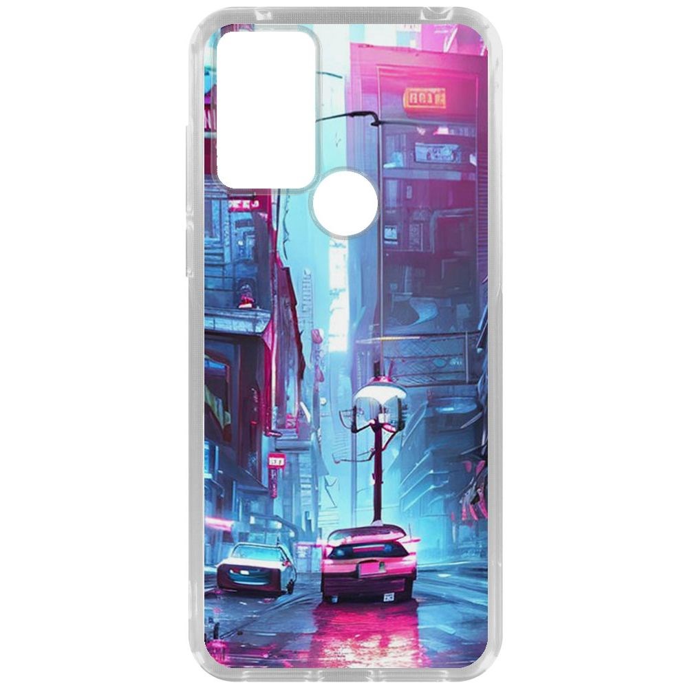 Чехол-накладка Krutoff Clear Case Киберпанк Улица для TCL 305