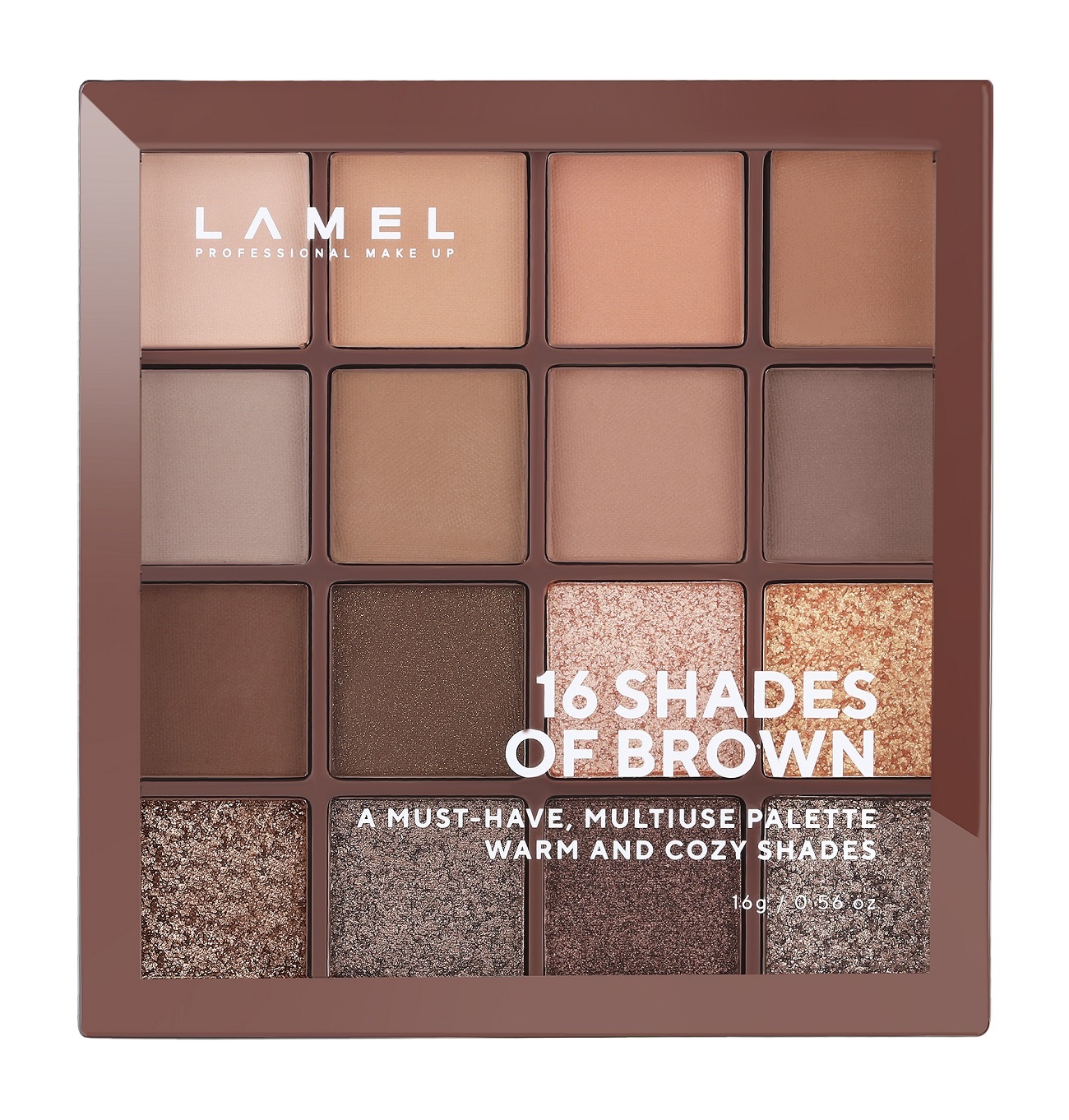 фото Тени для век lamel professionall 16 shades of brown, 16 г, 16-3