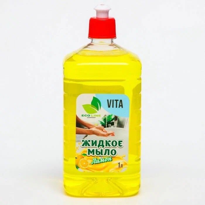 Жидкое мыло Vita  лимон 1 л средство для мытья посуды выгодная уборка sola лимон эффект 500 мл