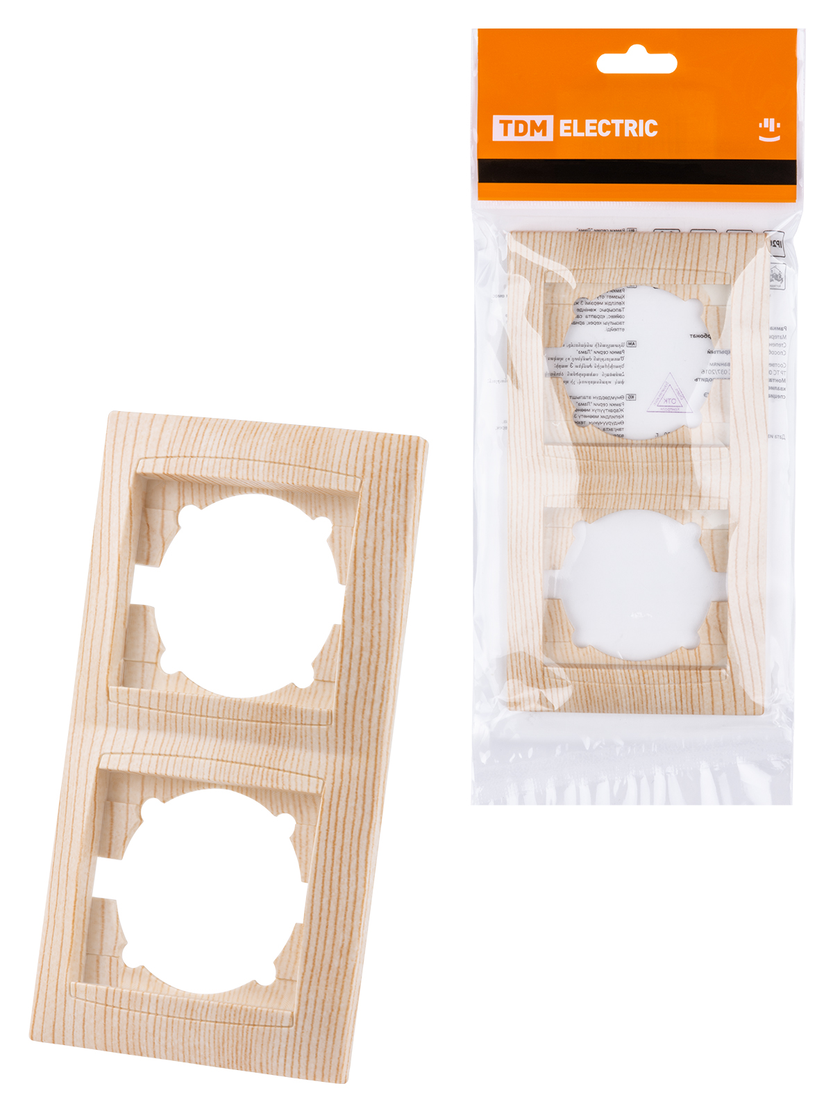 

Рамка 2-х постовая вертикальная сосна Лама TDM SQ1815-0333, Бежевый